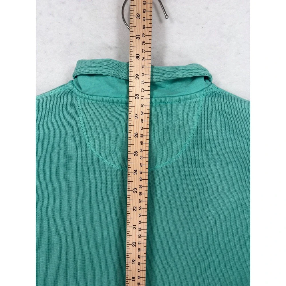 Tommy Bahama Relax Mens Quarter Zip Pullover Sweater Teal Green Ribbed Cotton M